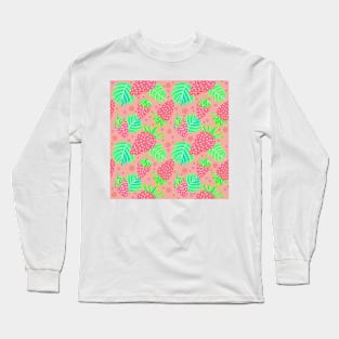 Fun Strawberries Pattern - Coral and Pink Long Sleeve T-Shirt